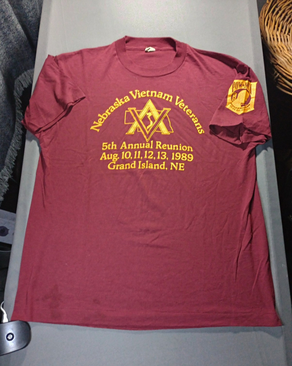 Screen Stars Nebraska Vietnam Veterans POW/MIA Reunion T Shirt Men's XL Burgundy